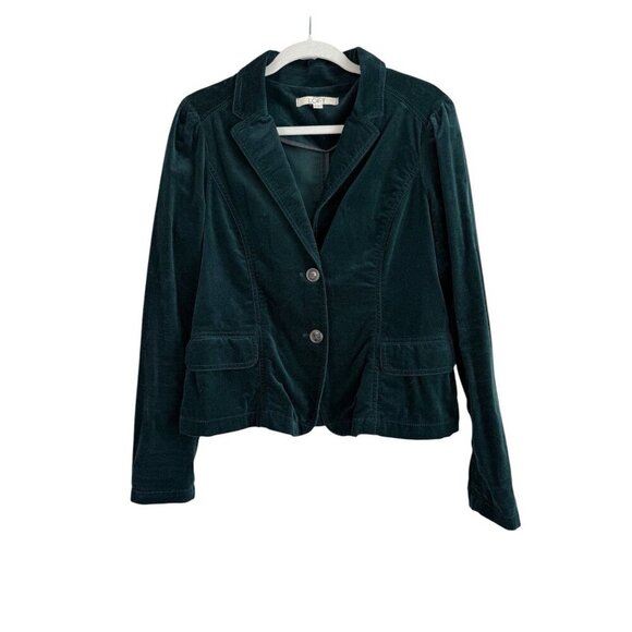 Loft Women's Emerald Green Velvet 2-Button Front Blazer Size 8 Office Casual - Picture 1 of 11